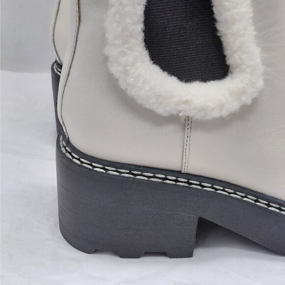 Calvin Klein Anissa Shearling Platform Chelsea Boots Women 7M Ivory Trendy Chic - Picture 8 of 14